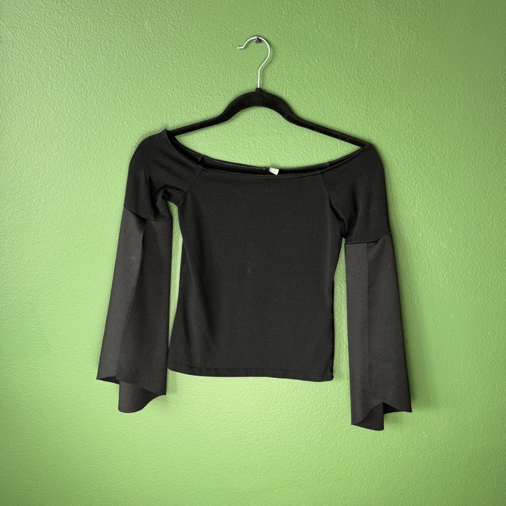 ASOS Black Off The Shoulder Bardot Sleeve Top Size 0